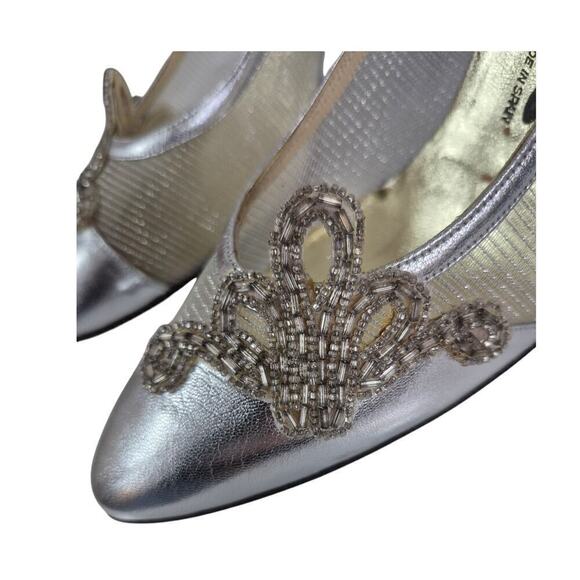 VTG NEW 80s Stuart Weitzman for Bianca Las Vegas Silver Mesh Pumps Sz 7.5AA - Picture 6 of 7